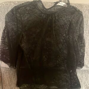 Not your girl black high neck lace top, small